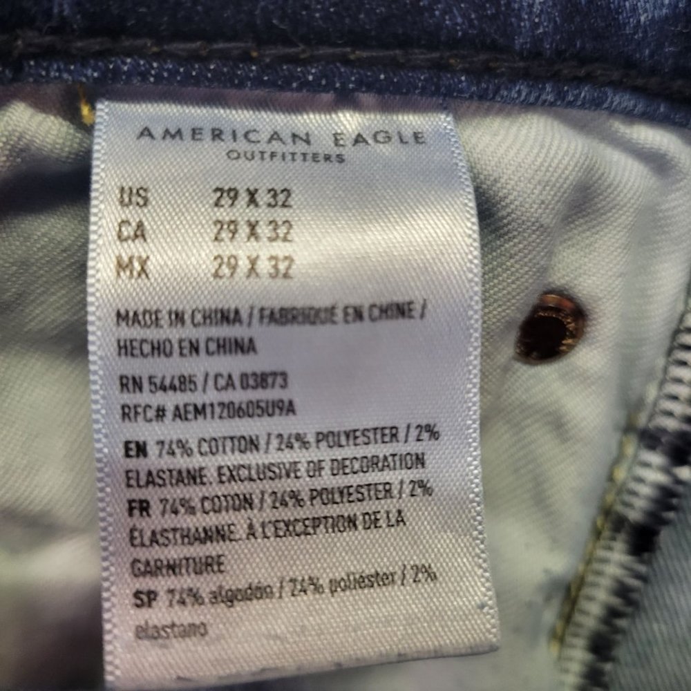 American Eagle Airflex + Jeans Move Free Slim Stretch Mens 29x32 Distressed Blue - Picture 4 of 12